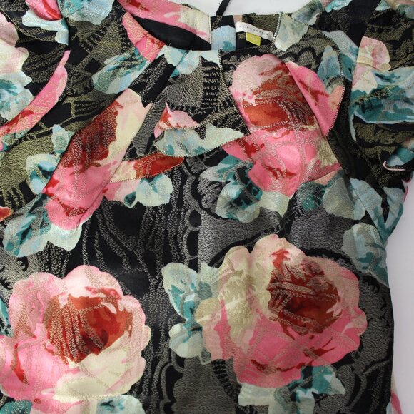 ANTHROPOLOGIE Leifsdottir Women’s Silk Blend Roses Brocade Blouse Top size 0 - Picture 5 of 9